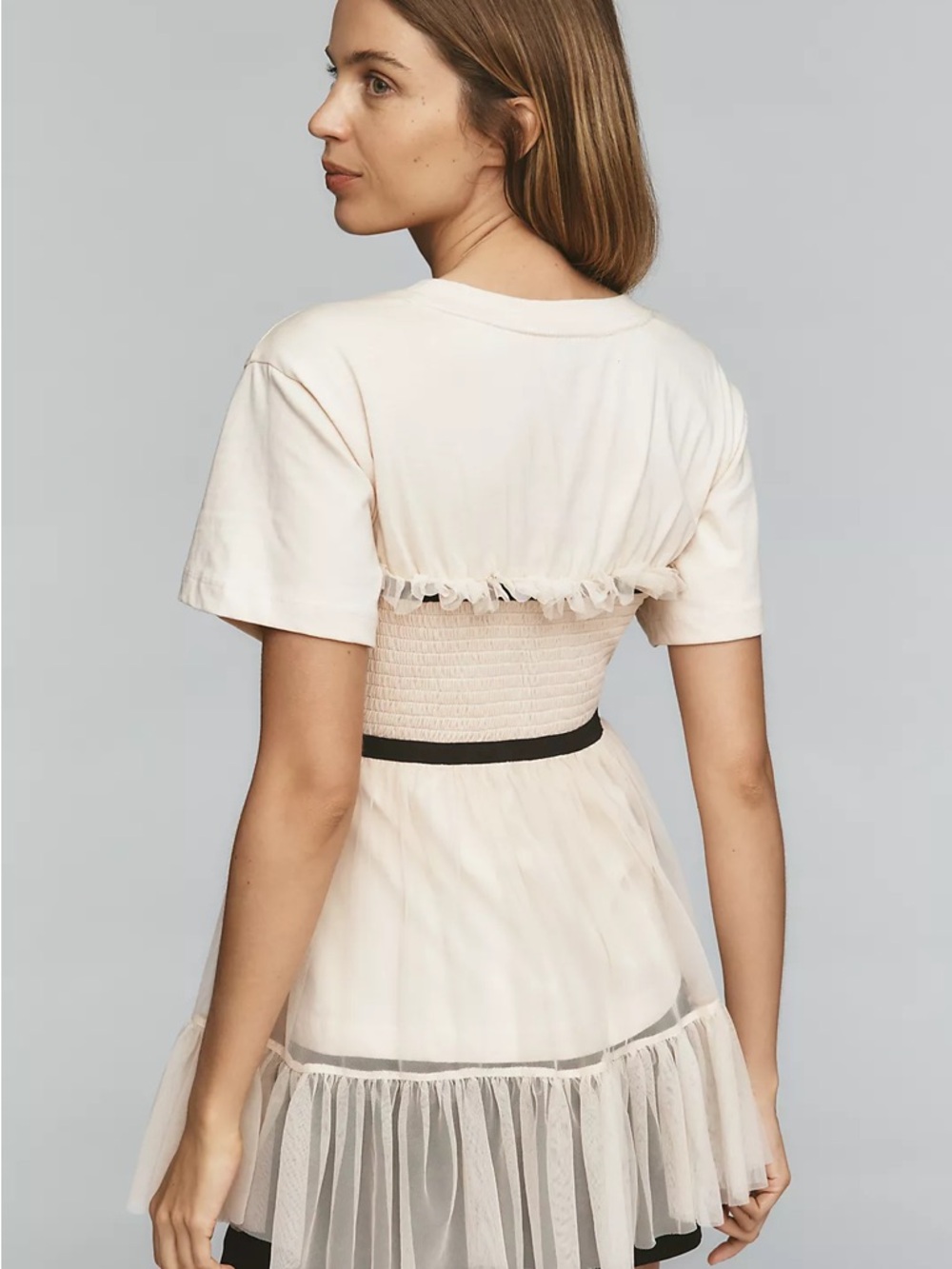 NWT By Anthropologie Tiered Bow Tulle T-Shirt Size M Medium $118 - Picture 2 of 5
